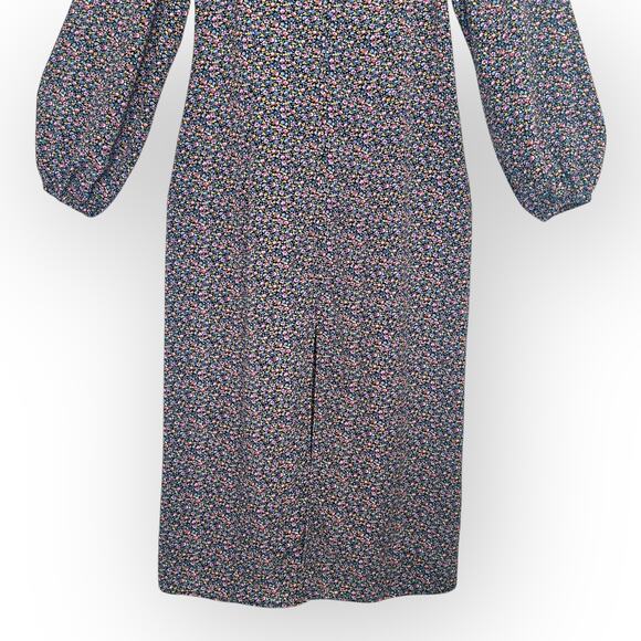 AFRM Button Front Puff Sleeve Floral Maxi Dress Size M Black Micro Floral Multi - Picture 5 of 12